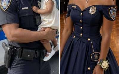 My Daughter Made Her Prom Dress Out of Her Late Father’s Uniform – When Her Mean Classmate Poured Punch on It, the Girl’s Mother Grabbed the Mic and Said Something That Froze the Whole Gym