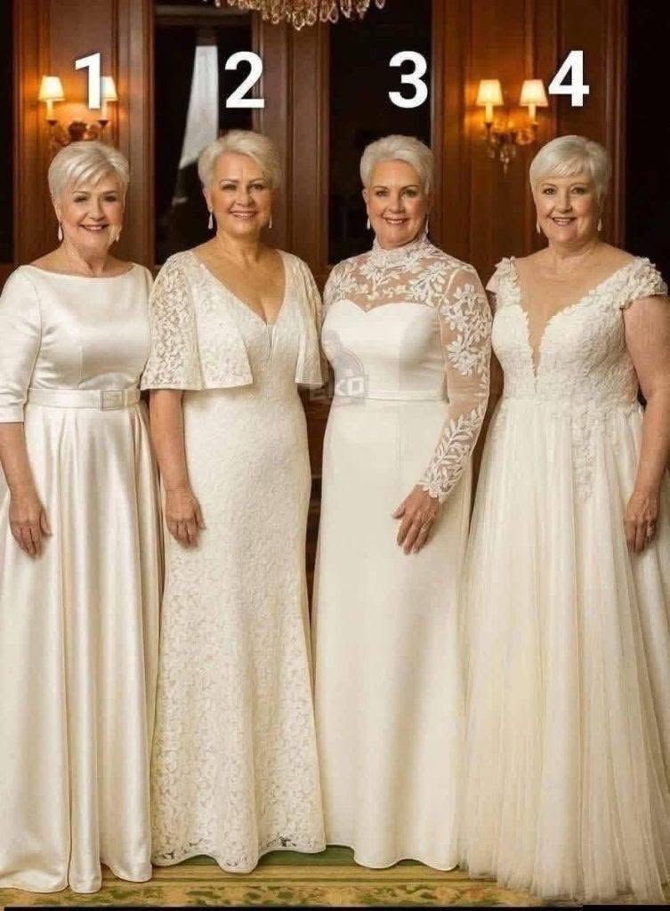 Four dresses, one timeless bride: which wedding dress is best for a woman over 60?