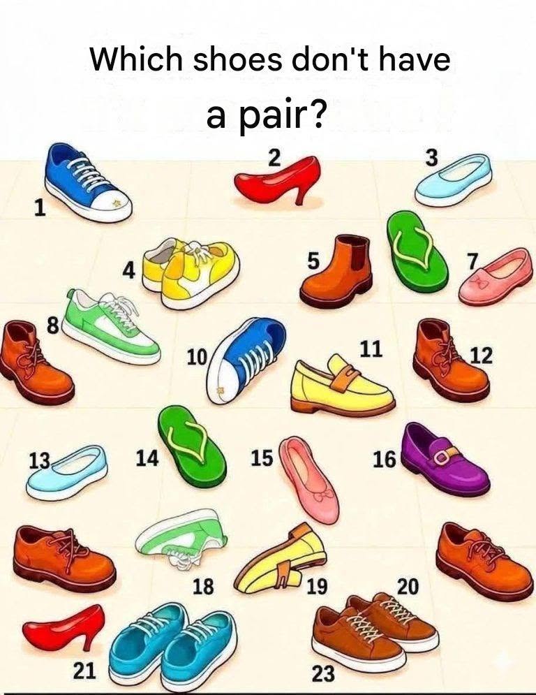 Which shoe doesn’t have a pair? A challenge that surprises almost everyone. Check the link for the answer.